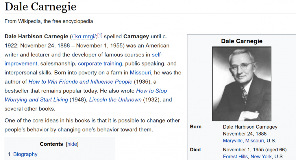 Dale Carnegie - Wikipedia bio information